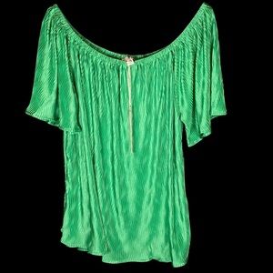 She + Sky Vibrant Green Off-Shoulder Blouse